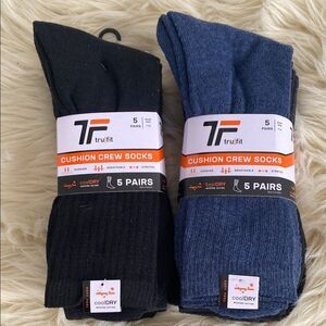 Trukfit Cushion Crew Socks Black and Blue Sz 7-12 Total of 10 socks Gift NWT